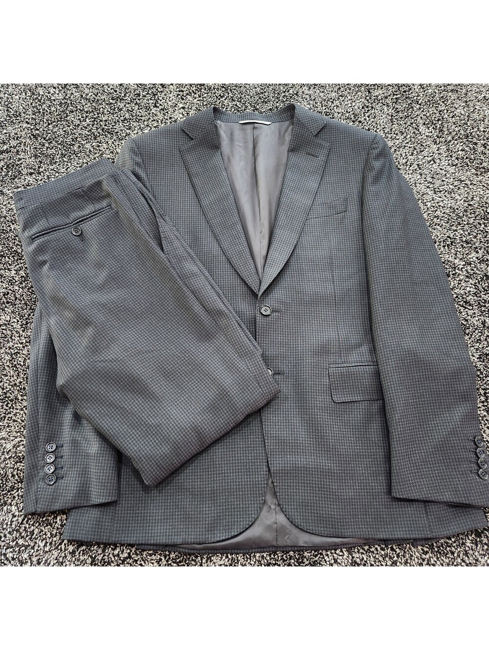 Canali Italy Mens Gray Checkered 2 Piece Suit 32R Wool Blazer Jacket Pants